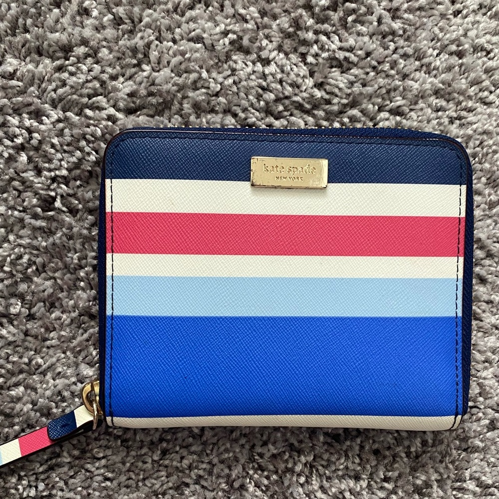 Kate Spade Blue and Red Bifold Wallet